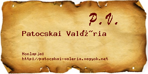 Patocskai Valéria névjegykártya