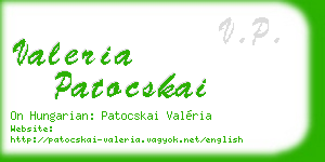 valeria patocskai business card